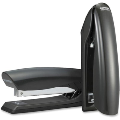 Bostitch Premium Antimicrobial Stand-Up Stapler - Staples Upto 20 Sheet of 20lb Paper - Holds Upto 210 Staple - Full Strip - Staple Size: 1/4" (6.35 mm) - 3.75" (95.25 mm) Throat Depth - 1 Each - Black - Plastic, Rubber ANTI-JAM FLOATING CORE 20 SHEET STAPLING CAPACITY