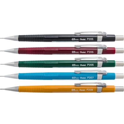 Pentel Sharp Automatic Pencils - 0.5 mm (0.02") Lead - #2 - Refillable - Black Barrel - 1 Each FIXED SLEEVE PLASTIC BARREL CHROME-LIKE TRIM