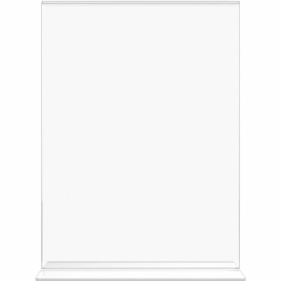 Deflecto Classic Image Double-Sided Sign Holder - 8.50" (215.90 mm) Width x 11" (279.40 mm) Height - Rectangular Shape - Self-standing, Bottom Loading - Indoor, Outdoor - Plastic - Clear - 1 Each 8.5X11 PORTRAIT FOR COUNTERTOP LITERATURE SLIDES IN FROM BTTM