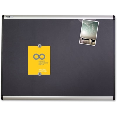 Quartet Prestige Plus Magnetic Bulletin Board - 24" (609.60 mm) Board Height x 36" (914.40 mm) Board Width - Gray Fabric Surface - Magnetic, Self-healing, Durable - Silver Aluminum Frame - 1 Each BULLETIN BOARD 3' X 2' MAGNETIC