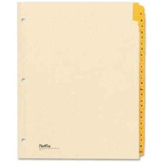 Oxford Preprinted Laminated Tab Index Divider - Printed Tab(s) - Character - A-Z - 8.50" (215.90 mm) Divider Width x 11" (279.40 mm) Divider Length - Buff Divider - Mylar Tab(s)Recycled - Reinforced - 26 / Set STOCK MYLAR REINFORCED TABS & HOLES 10% PCW