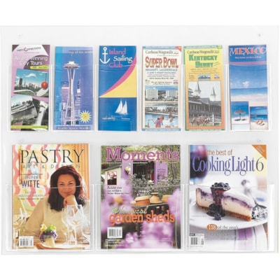 Safco - Présentoir à neuf compartiments pour magazines et brochures - 9 Compartiment(s) - Compartment Size : 7 po (177,80 mm) x 2 po (50,80 mm) x 9,12 po (231,65 mm) - hauteur de 23,5 po (596,90 mm) x largeur de 28 po (711,20 mm) x profondeur de 3 po (76,20 mm) - Anti-fracture - clair -   