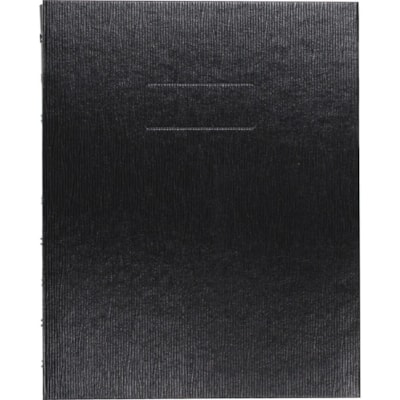 Blueline Executive Wirebound Notebook - 150 Sheets - Twin Wirebound - Ruled Margin - 9 1/4" (234.95 mm) x 7 1/4" (184.15 mm) Sheet Size - Black Cover - Hard Cover, Micro Perforated, Tab, Index Sheet, Pocket, Self-adhesive Tab - Recycled - 1 Each BLACK HARD COVER  150 PGS TWIN WIRE BINDING 100% PCP
