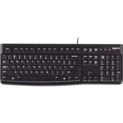 Logitech K120 Plug-and-Play USB Keyboard - Cable Connectivity - USB Interface - Rugged - English - PC - Black  