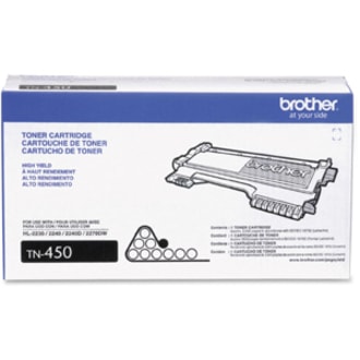 Brother TN450 Toner Cartridge - Laser - High Yield - 2600 Pages - Black - 1 Each HL-2230 2240 2270DW 2280DW HI YIELD 2600