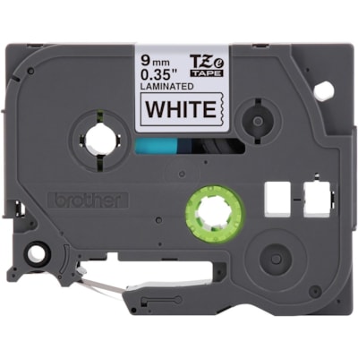 P-touch TZe Laminated Tape Cartridge - 3/8" (9.53 mm) Width - Rectangle - White - Polyethylene Terephthalate (PET), Polyester Film - Water Resistant - Grease Resistant, Grime Resistant, Temperature Resistant - 1 Each 9MMX8M  PTOUCH TZE SERIES 