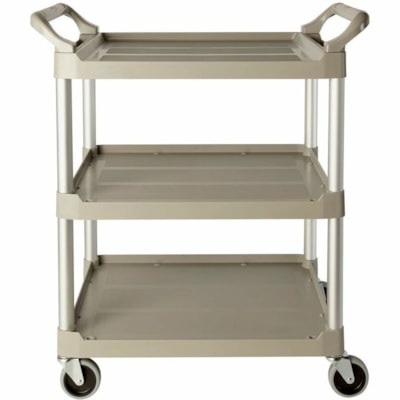 Rubbermaid Commercial - Chariot utilitaire Rubbermaid - 3 Plateau - 200 lb (90718,47 g) Capacité - 4 Roulette - 4 po (101,60 mm) Taille de roulette - Plastique, Aluminium - Platinum ROULETTES DE DIAMèTRE 4 " 