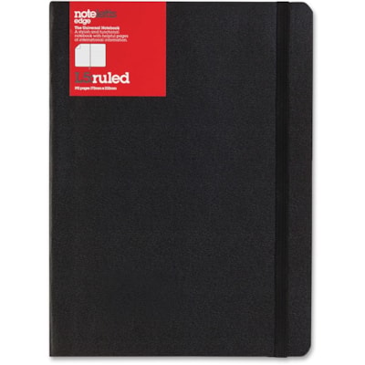 Letts of London - Carnet Edge 8 1/4 po x 5 13/16 po Noir - Reliure cousue x largeur de 9 po (228,60 mm) x longueur de 6 po (152,40 mm) - Cover Noir - Fermeture par élastique, Couverture flexible, Pochette - 1 chaque 192 RULED PAGES  CREAM PAPER 8 1/4" X 5 13/16"