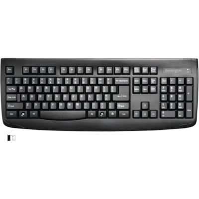 Kensington Pro Fit Wireless Keyboard - Black - Wireless Connectivity - RF - USB Interface - QWERTY Layout - Computer - Membrane Keyswitch - Black  