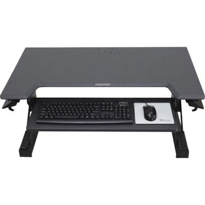 Ergotron WorkFit-TL, Sit-Stand Desktop Workstation (black) - Rectangle Top - 40 lb (18.14 kg) Capacity - Height Adjustable15" (381 mm) Adjustment x 37.5" (952.50 mm) Table Top Width x 25" (635 mm) Table Top Depth - Office - Black - 1 Each station (black with grey surfa ce)