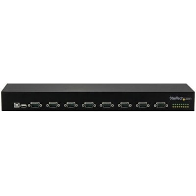 StarTech.com USB to Serial Hub - 8 Port - COM Port Retention - Rack Mount and Daisy Chainable - FTDI USB to RS232 Hub - Convert a USB port into 8 RS232 serial ports in an industrial rack-mountable chassis, and daisy chain multiple hubs for a scalable solution - 8-Port USB-to-Serial Adapter Hub - USB  BOPT 