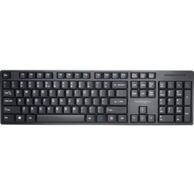 Kensington Pro Fit Low-Profile Wireless Keyboard - Wireless Connectivity - RF - USB Interface - QWERTY Layout - Computer - PC, Windows - Membrane Keyswitch - Black  WRLS KYBD 