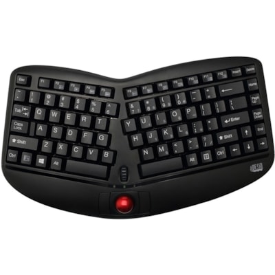 Adesso Tru-Form Media 3150 - 2.4 GHz Wireless Ergo Trackball Keyboard - Wireless Connectivity - RF - 30 ft (9144 mm) - 2.40 GHz - USB 2.0 Interface - 87 Key(s) - 20 Hot Key(s) - On/Off Switch, Connect, Play/Pause, Stop, Previous Track, Next Track, Mute, Volume Up, Volume Down Hot Key(s) - Windows Vi rgo  Mini Trackball Keyboard.  Removeable 1000 tra
