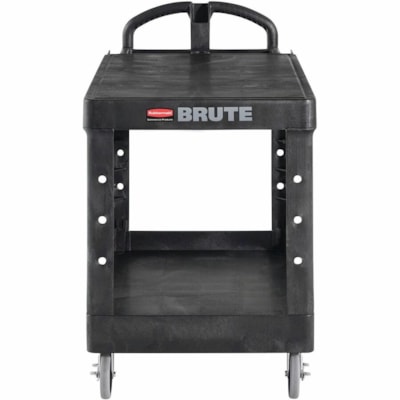 Rubbermaid - Chariot utilitaire FG452500 BLA - 2 Plateau - Rond Poignée - 4 Roulette - 4 po (101,60 mm) Taille de roulette - Mousse structurée, Polymère, Plastique, Polyéthylène - longueur de 43,9 po (1114,30 mm) x largeur de 25,8 po (655,32 mm) x hauteur de 33 po  500 LB. CAPACITY  25-7/8IN.W X  43-7/8IN.L X 33-1/3IN.H  BLAC