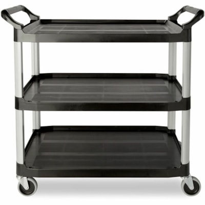 Rubbermaid Commercial - Chariot de service Xtra - 3 Plateau - 300 lb (136077,71 g) Capacité - 4 Roulette - Plastique - Frame Polyéthylène haute densité (HDPE) - Noir GRIS 