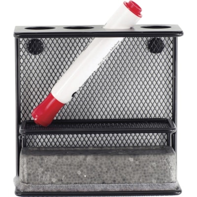 Onyx Mesh Marker Holder - 2.50" (63.50 mm) Height x 5.25" (133.35 mm) Width x 5.25" (133.35 mm) Depth - Steel Wire Mesh - Black - 1 Each  