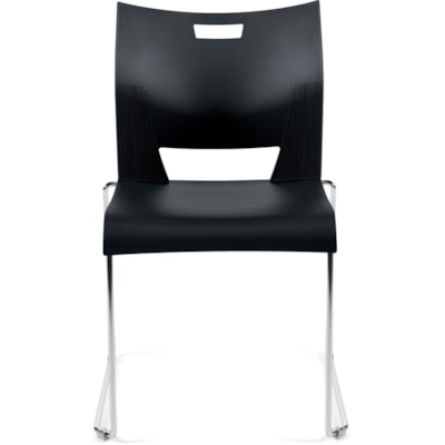 Global® Duet(tm) Stacking Chairs - Black Seat Color - Polypropylene Seat Material - Black Back Color - Polypropylene Back Material - Steel Frame Material - Sled Base - 1 Each POLYPROPYLENE SEAT & BACK 