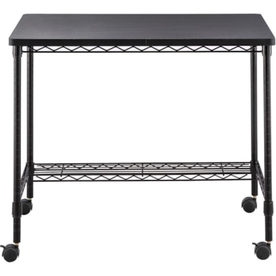 Safco Mobile Wire Desk - Melamine, Black Top - 35.8" (908.05 mm) Table Top Width x 24" (609.60 mm) Table Top Depth - 30.8" (781.05 mm) Height - Assembly Required - Black - 1 Each BLACK 