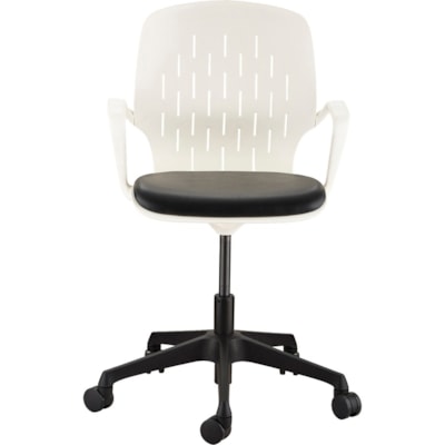 Safco Shell Desk Chair - Black Vinyl Plastic Seat - White Plastic Back - Steel Frame - 5-star Base - 1 Each WHITE 