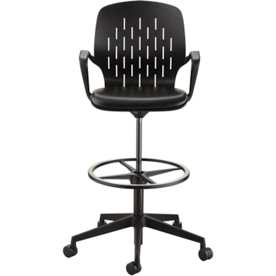 Safco Shell Extended-Height Chair - Black Vinyl Seat Color - Plastic Seat Material - Black Back Color - Plastic Back Material - 5-star Base - 1 Each BLACK 
