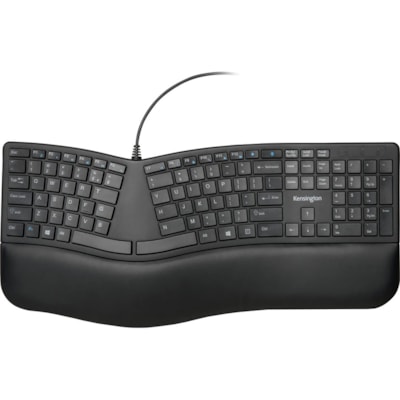 Kensington Pro Fit Ergo Wired Keyboard - Cable Connectivity - USB Type A Interface - Windows, ChromeOS, Mac OS - Black  ACCS 