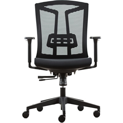 Heartwood Echo Mid Back Chair - Black Polyurethane Seat - Black Back - Mid Back - 5-star Base - Armrest - 1 Each BLACK MESH BACK 26.4 "WX 26.4"DX37.75-41.75"H