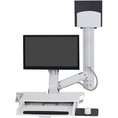 Ergotron StyleView Wall Mount for Monitor, Keyboard, Bar Code Scanner, CPU, Mouse - White - 1 Display(s) Supported - 24" Screen Support - 31.97 lb (14500 g) Load Capacity - 75 x 75, 100 x 100 - Aluminum, Plastic ce & Pan  Medium CPU Holder (w hite) - Work sitting