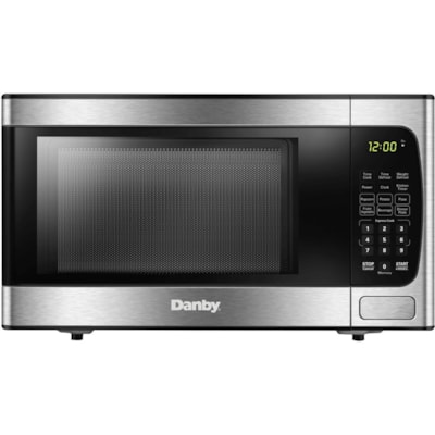 Danby 0.9 cu.ft Microwave with Stainless Steel Front - 25.49 L Capacity - Microwave - 10 Power Levels - 900 W Microwave Power - 10.60" (269.24 mm) Turntable - 120 V AC - 15 A Fuse - Countertop - Stainless Steel 900 WATTS 10 POWER LEVELS 6 CONVENIENT AUTO COOK OPTIONS