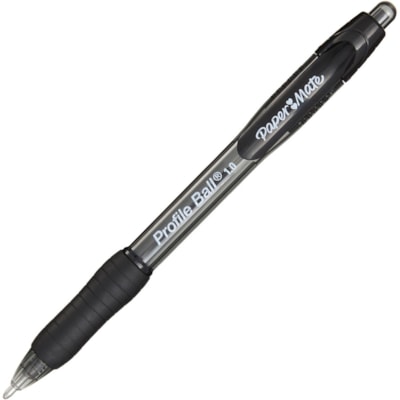 Paper Mate Profile 1.0mm Ballpoint Pens - 1 mm (0.04") Medium Conical Pen Point - Retractable - Black Ink - Black Barrel - 12 / Pack  