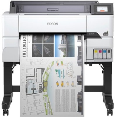 Epson SureColor T-Series T3475 Imprimante grand format à jet d'encre - 24 po (609,60 mm) Largeur d'impression - Couleur - 4 Couleur(s) - 25 Seconde Vitesse de couleur - 2400 x 1200 dpi - USB - Ethernet - Réseau sans-fil - Papier, Papier en rouleau, Massicot - Position au sol support&eacu  PRNT 