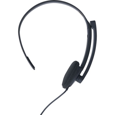 Verbatim Mono Headset with Microphone and In-Line Remote - Mono - Mini-phone (3.5mm) - Wired - 32 Ohm - 20 Hz to 20 kHz - Over-the-head - Monaural - Circumaural - 5.2 ft (1.60 m) Cable - Omni-directional Microphone WIRED W/IN-LINE REMOTE 3.5MM AUDIO JACK