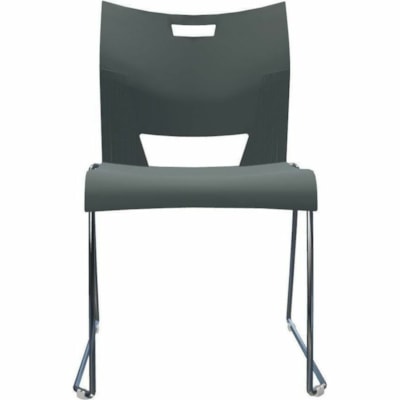 Global Duet Armless Chair, Polypropylene Seat & Back (6621) - Shadow, Gray Polypropylene, Resin Seat - Polypropylene, Plastic, Resin Back - Chrome Steel Frame - Low Back - Sled Base - Chrome, Shadow - Plastic - 1 Unit POLYPROPYLENE SEAT & BACK 