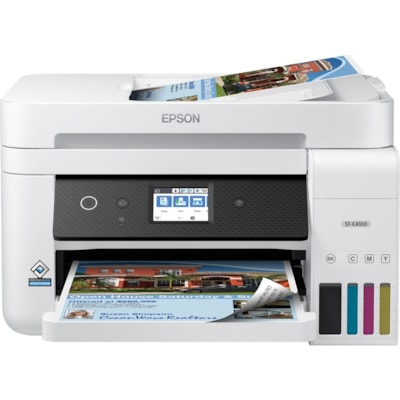 Epson - Imprimante multifonction à jet d'encre WorkForce ST-C4100 Sans fil - Couleur - Copieur/Télécopieur/Imprimante/Scanner - 4800 x 1200 dpi Impression - Automatique Recto/Verso - jusqu'à 5000 Pages mensuelles - 250 alimentation d'entrée - Couleur Scanner à Pla rinter 