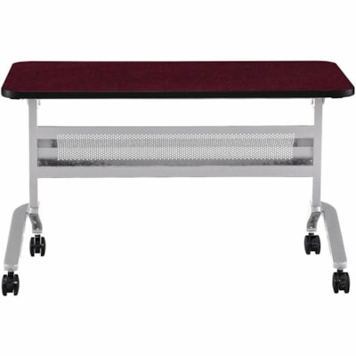 Mayline Flip-N-Go 24 x 48" Rectangular Training Table, LPL - Regal Mahogany Rectangle Top - Silver Base - 150 lb (68.04 kg) Capacity - 48" (1219.20 mm) Table Top Width x 24" (609.60 mm) Table Top Depth x 1.2" (30.48 mm) Table Top Thickness - 29" (736.60 mm) Height x 48" (1219.20 mm) Width x 24" (609 TRAINING TABLE SILVER/MAHOGANY