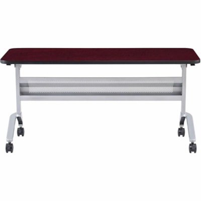 Mayline Flip-N-Go 24 x 60" Rectangular Training Table, LPL - Regal Mahogany Rectangle Top - Silver Base - 150 lb (68.04 kg) Capacity - 60" (1524 mm) Table Top Width x 24" (609.60 mm) Table Top Depth x 1.2" (30.48 mm) Table Top Thickness - 29" (736.60 mm) Height x 60" (1524 mm) Width x 24" (609.60 mm TRAINING TABLE SILVER/MAHOGANY