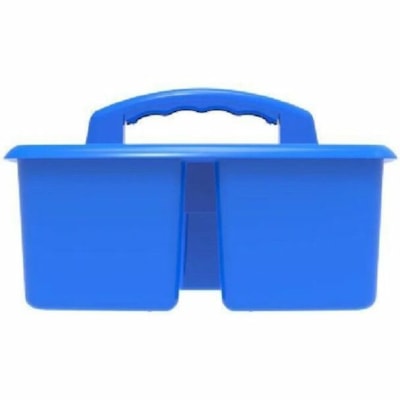 Storex Small Caddy, Blue - 3 Compartment(s) - Compartment Size : 8" (203.20 mm) x 3.50" (88.90 mm) x 3.75" (95.25 mm) - 9.2" (233.68 mm) Height x 9.2" (233.68 mm) Width x 5.2" (132.08 mm) Depth - Handle, Washable, Dishwasher Safe - Blue - Plastic - 6 Pack BLUE 