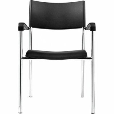 Offices To Go - Chaise Dori 2 OTG1220B - Seat Color Noir - Polypropylène Seat Material - Back Color Noir - Polypropylène Back Material - Frame Color Chrome - Acier Frame Material - Quatre pieds Base - Accoudoir FAUTEUIL EMPILABLE POLYPROPYLèNE  NOIR