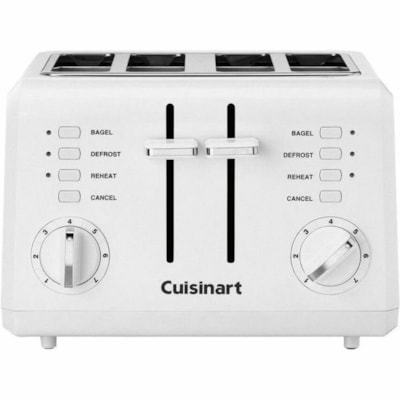 Cuisinart 4-Slice Compact Toaster - Bagel, Toast, Bread, Defrost, Reheat - Stainless Steel, White WHITE CUISINART