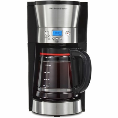 Hamilton Beach 12 Cup Programmable Coffee Maker with Cone Filter, Black & Stainless - Programmable - 1025 W - 12 Cup(s) - Timer - Black, Stainless Steel - Plastic Body - Glass Carafe  