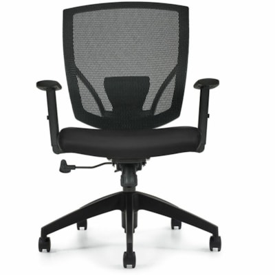 Offices To Go Ibex | Upholstered Seat & Mesh Back Tilter - Black Seat Color - Bonded Leather, Mesh Seat Material - Black Back Color - Mesh Back Material - 5-star Base - Luxhide, Bonded Leather - Armrest MEDIUM BACK TILTER LUXHIDE BONDED LEATHER  BLACK