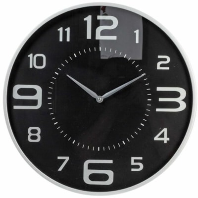 CTG - Horloge murale Austin - Analogique - Quartz - Case Noir/Argent SILVER WITH BLACK DIAL 1.75" DEEP