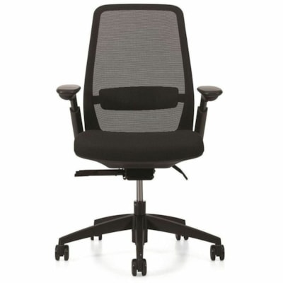 Offices To Go TL Chair - Foam Seat - Mesh Back - High Back - 5-star Base - Carbon - Armrest MESH BACK  UPHOLSTERED SEAT FABRIC FU85 FUSION 902 CARBON