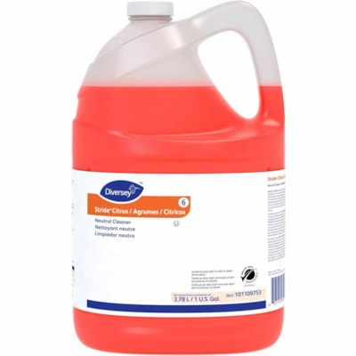 Diversey Care Stride Citrus Neutral Cleaner - For Floor, Hard Surface - Concentrate - Liquid - 128 fl oz (4 quart) - Citrus Scent - pH Neutral, Non Alkaline, Film-free, Easy to Use, Low Foaming, Kosher, Versatile, Rinse-free - Orange Bottle - 4 / Carton  