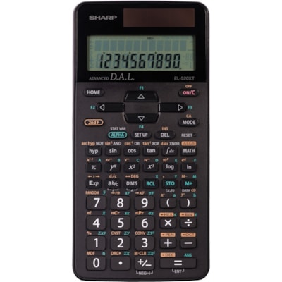 Sharp EL-520XTBBK Scientific Calculator - 419 Functions - 2 Line(s) - 10 Digits - Battery/Solar Powered - 0.6" Height x 3.3" Width x 5.3" Depth - Black - 1 Each DUAL PWR 10X2 LINE DIS W/D.A.L 9 MEMORY MULTI LINE PB & EDIT