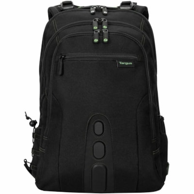 Targus Spruce EcoSmart TBB013US Carrying Case (Backpack) for 15.6" to 16" Notebook, Workstation, Accessories - Black, Green  - Drop Resistant, Bump Resistant - Polyester, Fabric, Plastic Body - Checkpoint Friendly - Shoulder Strap, Trolley Strap - 18.75" (476.25 mm) Height x 13" (330.20 mm) Width x   CASE 