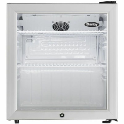 Danby 1.6 cu. ft. Compact Glass Door Fridge In Platinum - 45.31 L - Reversible - 45.31 L Net Refrigerator Capacity - 120 V AC - Platinum, Black - Freestanding - LED Light BLACK CABINET /W GLASS DOOR 