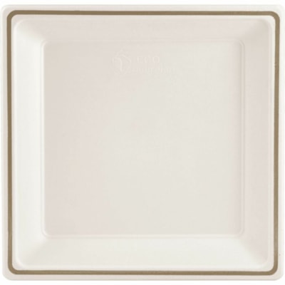 Eco Guardian - Assiettes compostables carrées en fibre dorée de 9 po - Salade, Alimentaire - Jetable - Adapté au micro-ondes - Oven Safe - Fibre Corps - Carré - 64 emballage 9" ASSIETTES DE -8 PAR PAQUET 8 PAQUETS PAR CAISSE