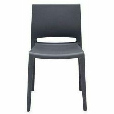 Global Bakhita Stacking Chair, Charcoal - Polypropylene Seat Material - Gray Back Color - Polypropylene, Plastic Back Material - Gray Frame Color - Mid Back - Charcoal - Polypropylene POLYMER INDOOR / OUTDOOR CHAIR CHARCOAL