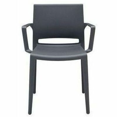 Global - Chaise 6750 CHR - Polypropylène Seat Material - Back Color Gris - Polypropylène, Plastique Back Material - Frame Color Gris - Dossier mi-dos - Charbon - Polypropylène - Accoudoir POLYMER INDOOR / OUTDOOR CHAIR CHARCOAL