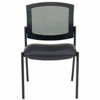 Offices To Go Ibex Guest Chairs - Black Back Color - Mesh Back Material - Faux Leather BONDED LEATHER SEAT 